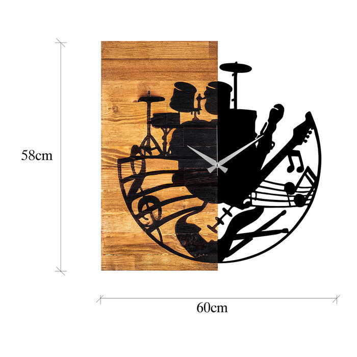 Wallity Wooden Clock 33 Reloj de Pared de Madera Nogal y Negro